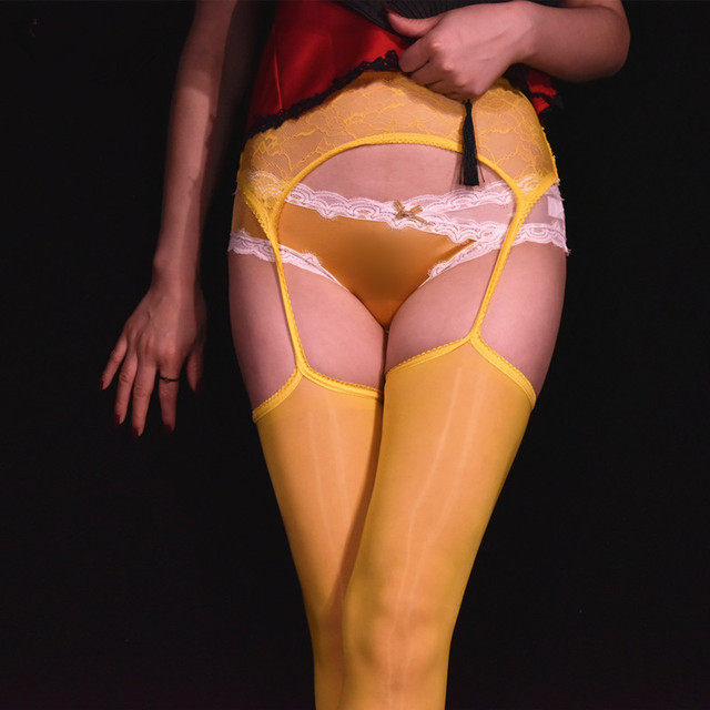 透明一体油光女士四面开档连裤袜