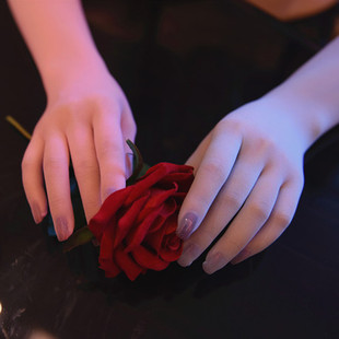 夏天女士防晒手套薄款五指丝袜手套无缝防勾丝婚纱天鹅绒分指手套