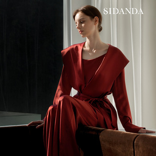 SIDANDA22姆米真丝睡衣套装 红色新娘晨袍桑蚕丝家居服轻奢高级感