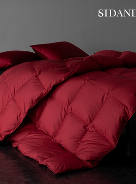 SIDANDA95白鹅绒婚被四季冬被桑蚕丝子母被陪嫁被子结婚喜被红色