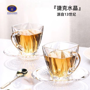 莱克斯捷克进口家用透明网红加厚欧式 咖啡杯水晶带柄喝茶杯喝水杯