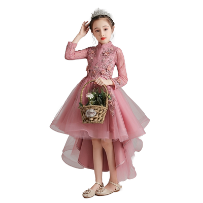 公主生日小女孩演奏长袖儿童礼服