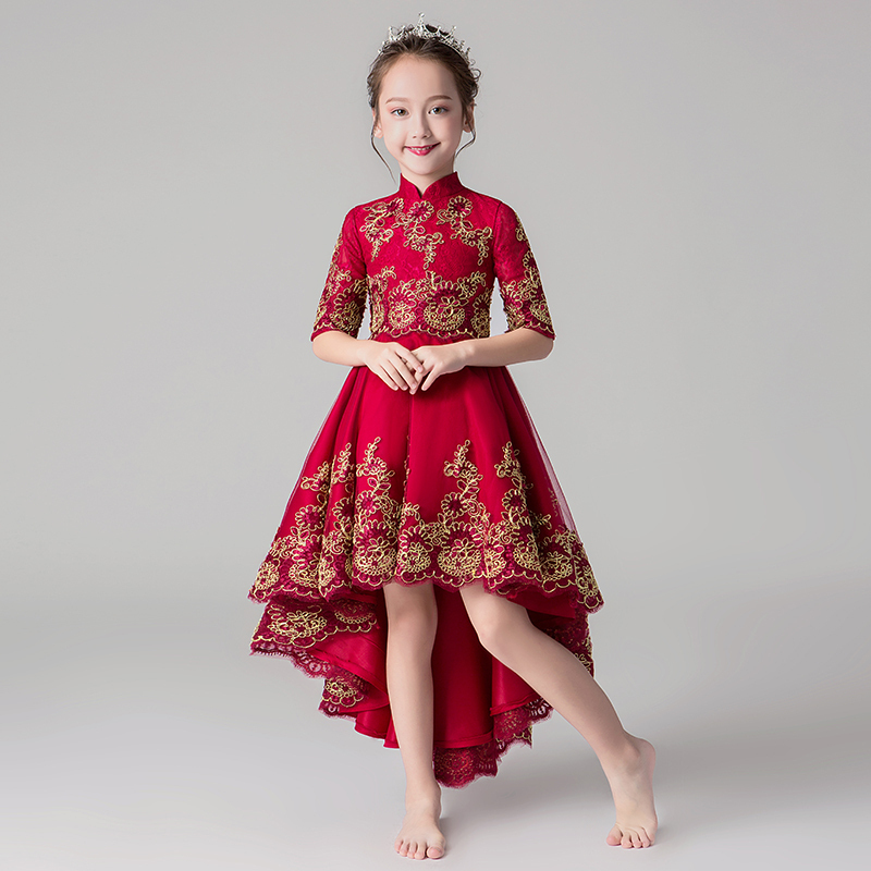 中式女童礼服公主裙红