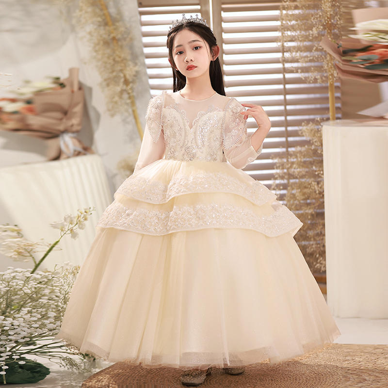 儿童高端礼服公主裙女童十岁女孩生日花童婚纱主持人钢琴演出服夏