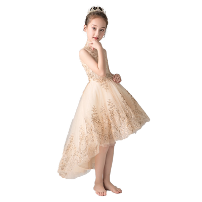 六一儿童礼服公主裙小小花童金色
