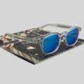 Transparent Frame, Iridescent Blue Lens, Size 49