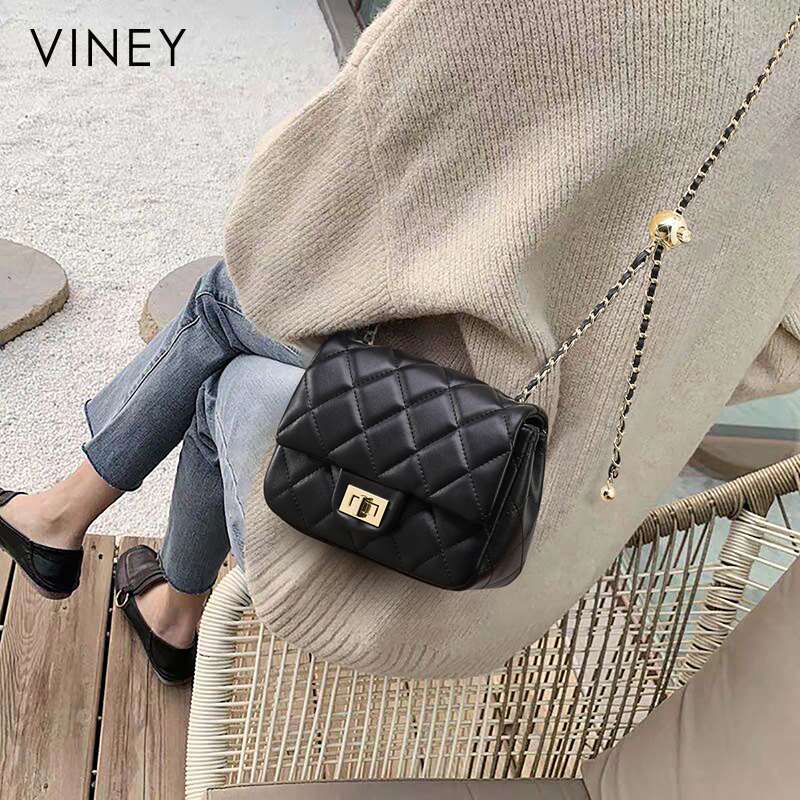 Viney包包2025新款潮真皮女包斜挎包时尚2024秋冬链条包小高级感