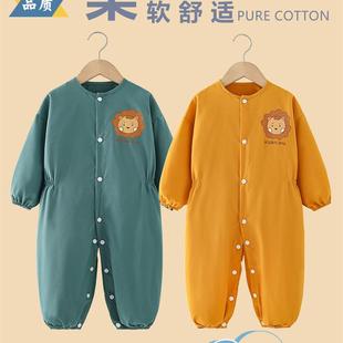 连体罩衣男宝冬外穿宝宝爬地衣服婴儿地上爬行服外出防脏学爬防水