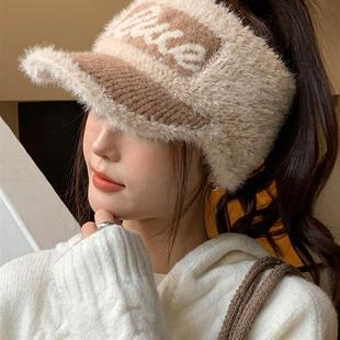 冬季可扎头发帽子可以适合扎高马尾扎头发戴的帽子冬漏顶帽子女款