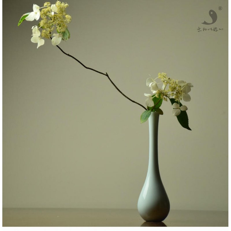 陶瓷观音瓶正品大号玉净瓶水滴花插花道器家居摆件观音拿简约创意
