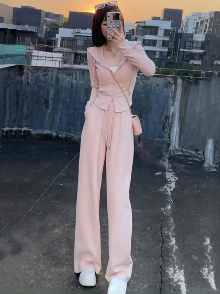 大码春季时尚宽松显瘦运动服套装女韩版休闲跑步两件套胖mm240斤