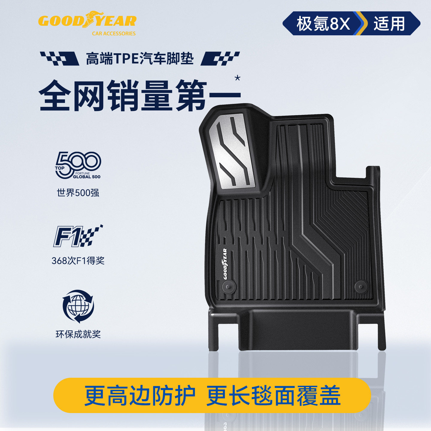 固特异适用于极氪8X全TPE汽车脚垫地垫后备箱垫套装车改装配件