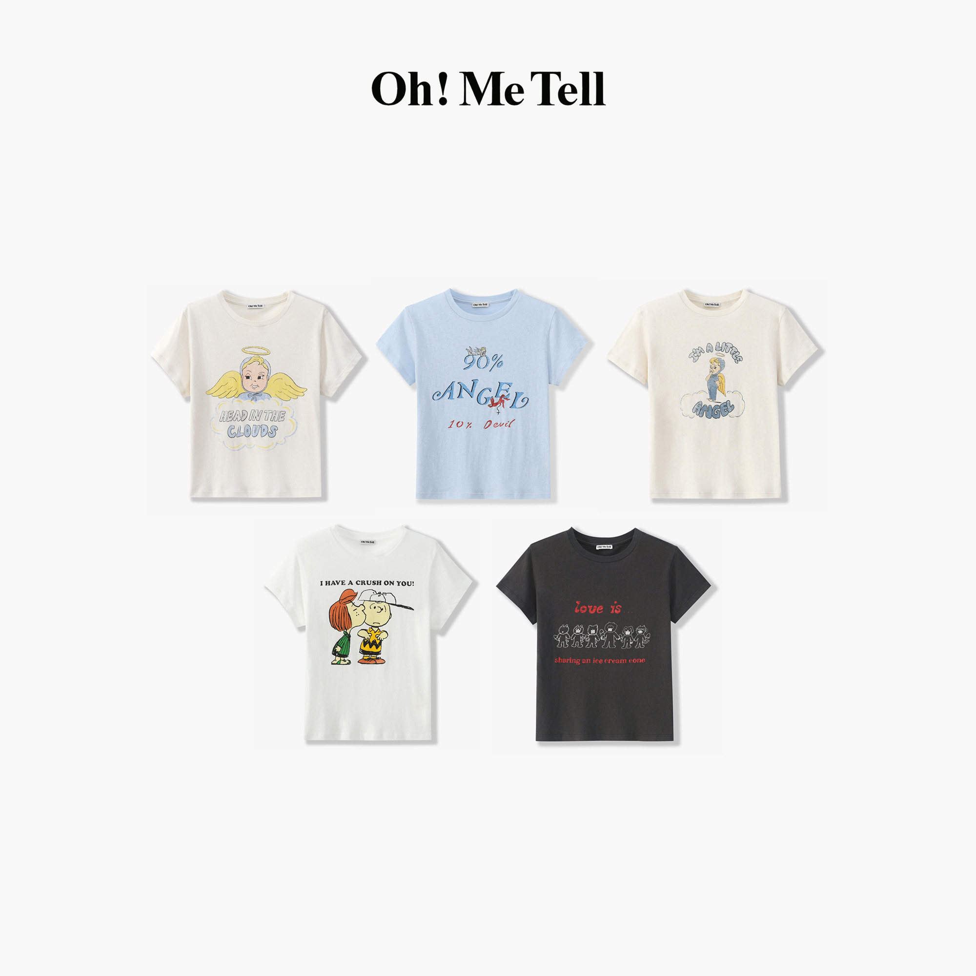 Oh！Me Tell【RE/D*NE漫画系列】【柔软透气全棉面料】短袖T恤女