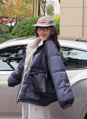 Oh！Me Tell【男女同款】双面穿立领鹅绒保暖羽绒服外套