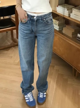 Oh！Me Tell【大王同款】少女氛围感蕾丝花边拼接直筒牛仔裤女