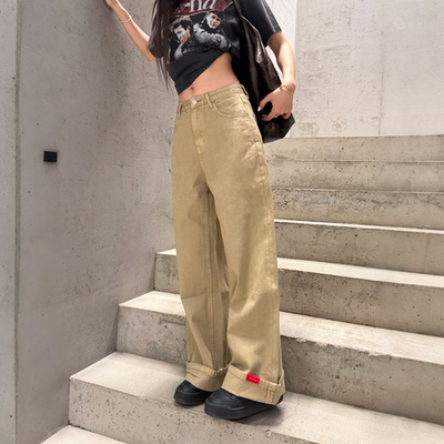 红标赤耳水洗宽松牛仔裤