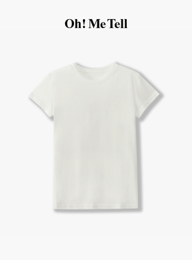 Oh！Me Tell【老钱极简】字母刺绣莱赛尔天丝基础百搭圆领短袖T恤