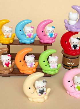 卡通月亮船KT 盲袋萌粒diy饰品挂件钥匙扣公仔桌面小摆件树脂配件