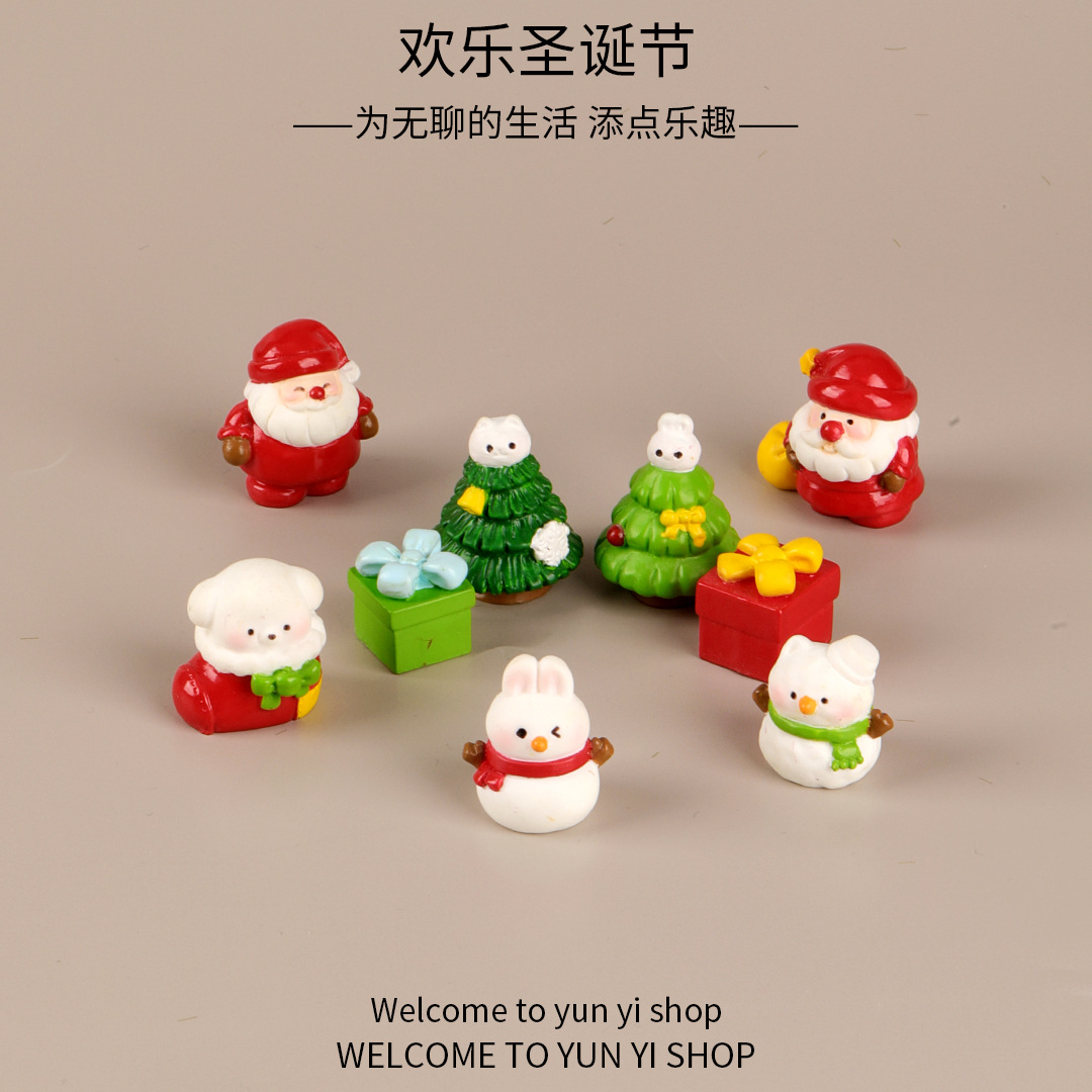 新款圣诞节老人雪人 创意diy装饰品微景观圣诞礼物麋鹿树脂小摆件