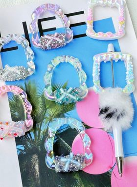 满钻花朵相框异形手绘珠子 串珠笔diy材料配饰手机链散珠饰品配件