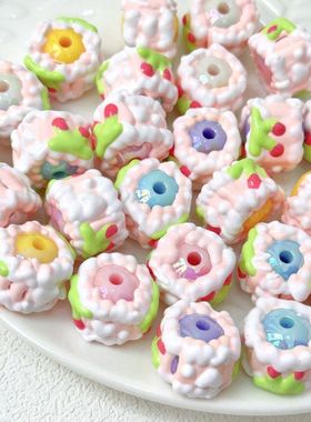 卡通可爱樱桃裹油手绘串珠 串珠笔diy材料配饰手机链散珠饰品配件