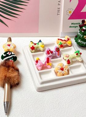 植绒立体蝴蝶结异形手绘珠 串珠笔diy材料配饰手机链散珠饰品配件