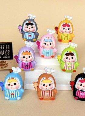 手感漆企鹅大厨饱饱 盲袋萌粒diy饰品挂件钥匙扣公仔摆件树脂配件