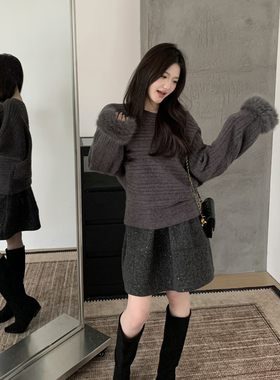 grapestone -冬上新韩系细闪腰头松紧遮胯蓬蓬裙半身裙1645