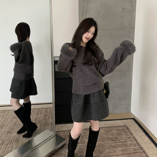 grapestone 冬上新韩系细闪腰头松紧遮胯蓬蓬裙半身裙1645