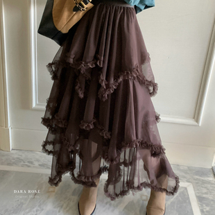 DARA ROSE-上新法式不规则网纱超仙显瘦层次感蛋糕裙半身裙S8805
