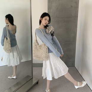 grapestone -褶遮胯甜美百搭松紧腰拼接半身裙半身裙26033