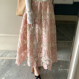DARA ROSE-新面料好贵重磅万针镂空绣花刺绣进口面料半身裙S8775