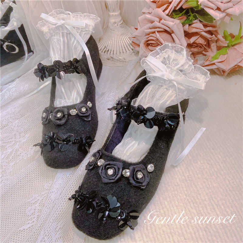 2025内增高浅口加绒单鞋秋季新品毛毛鞋女甜美小香风气质毛呢粗跟