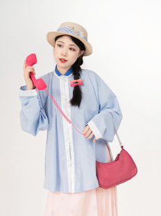 鹿临汉服[芊忆]竖领短衫明制立领对襟弓袋袖暗纹提花棉春夏秋内搭