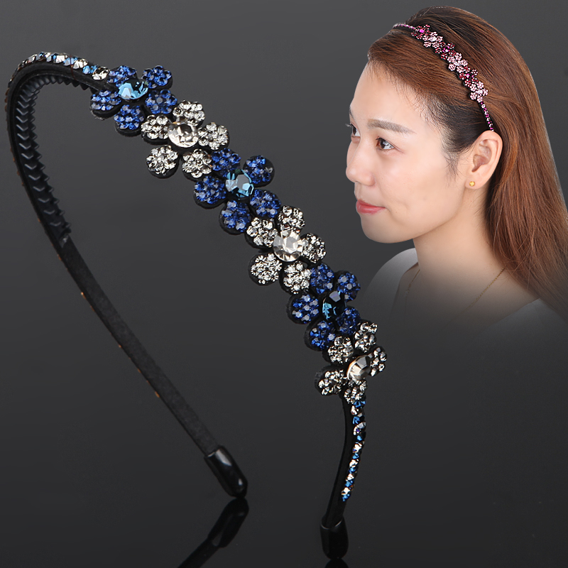 花朵发箍细边带齿防滑简约水钻