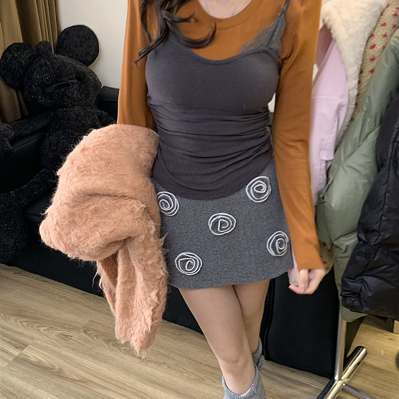 【视觉盛宴】原单加厚圆领垫肩蕾丝边拼接波浪领吊带上衣真两件套