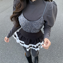 泡泡袖 裙 原单蛋糕裤 高领打底珠片吊带真两件套上衣 赫拉小姐