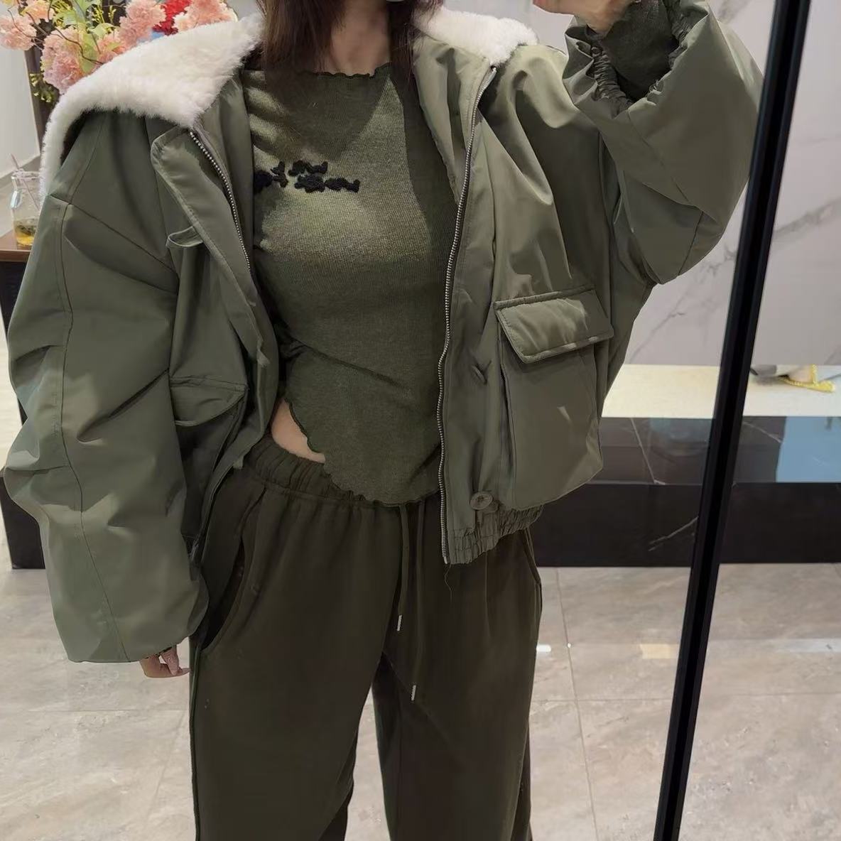 【冬日燃烧】原单订制加厚两穿连帽翻领加棉大口袋外套