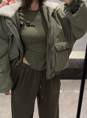 【冬日燃烧】原单订制加厚两穿连帽翻领加棉大口袋外套