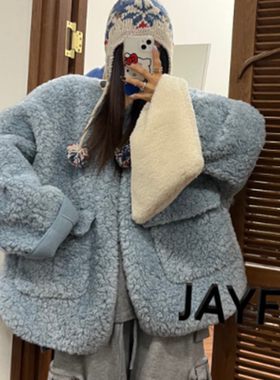 韩国东大门2025冬季新款羊羔毛皮毛一体加厚保暖宽松休闲外套