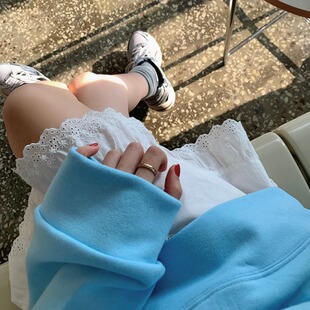 韩国东大门春季新款甜美风层叠蕾丝花边A字半身裙百搭减龄短裙
