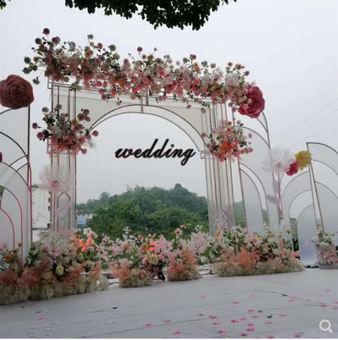 新款婚庆道t具水晶拱门 婚庆铁艺拱门 婚礼舞台背景装饰阳光板拱