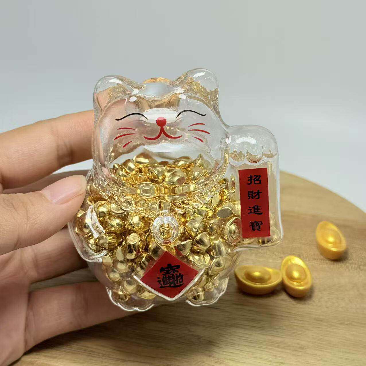 招财猫咪迷你攒金豆子小猪存钱罐金豆豆瓜子可爱猫咪收纳瓶许愿瓶