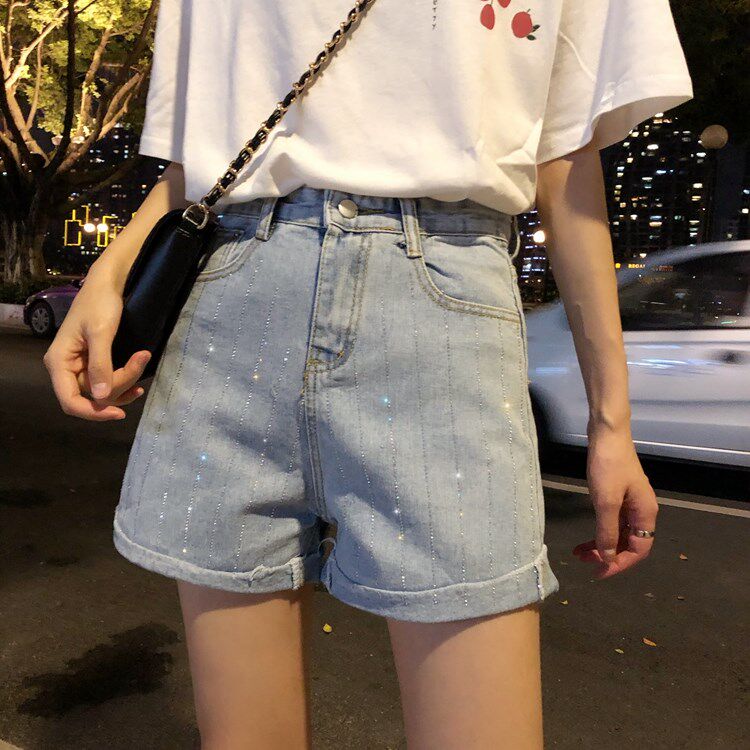 Paige Net Red cowboy shorts summer 2019 new pattern Korean Edition Versatile Show thin Diamond Straight Broad leg Hot pantsin the Women's clothing/Boutique , Jeans  category - from Buy2taobao.com to provide professional Taobao agent buy service