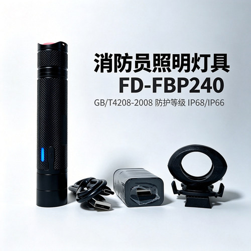 FD-FBP240消防员照明灯具GB/T408-2008微型强光电筒滑轨支架IP68