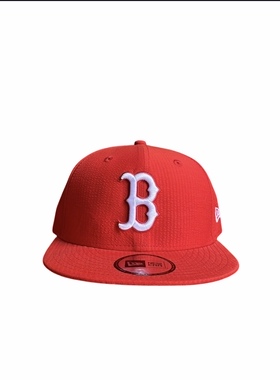 New Era & MLB 波士顿红袜队 经典红色嘻哈平沿帽棒球帽女可调节