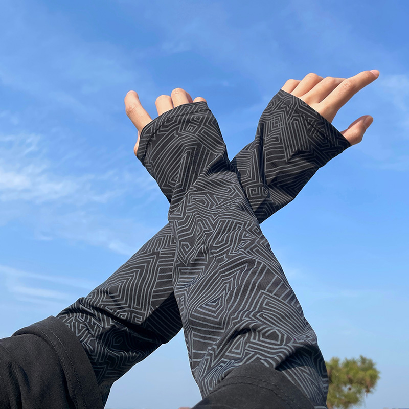 防晒套袖男士夏季宽松冰丝冰袖男款防紫外线骑行手臂薄款干活遮阳