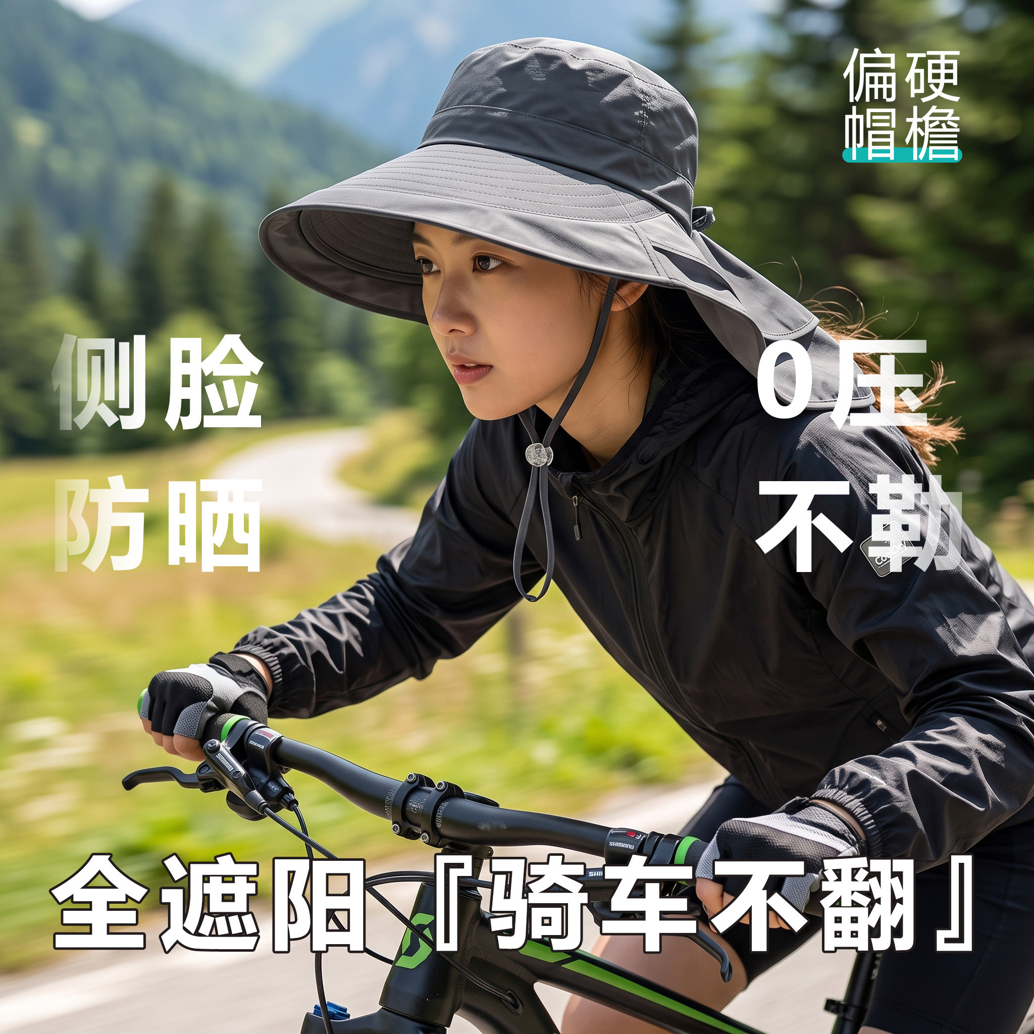 防晒帽骑车吹不翻遮阳帽太阳大帽檐女可折叠渔夫帽子防紫外线防风图片