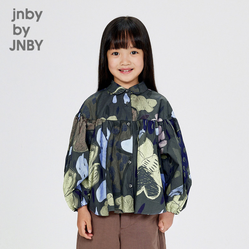 江南布衣童装棉印花府绸A型长袖衬衣秋冬女童儿童jnbybyjnby