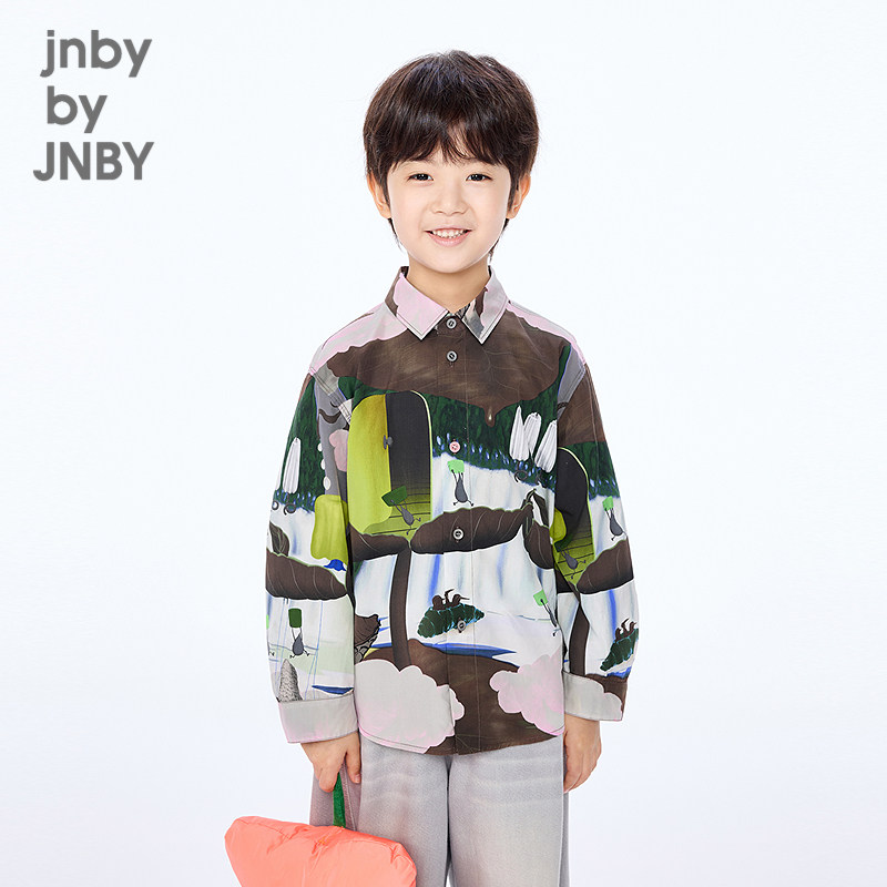 [秀场同款]江南布衣童装长袖衬衫印花府绸25秋男女童jnbyby